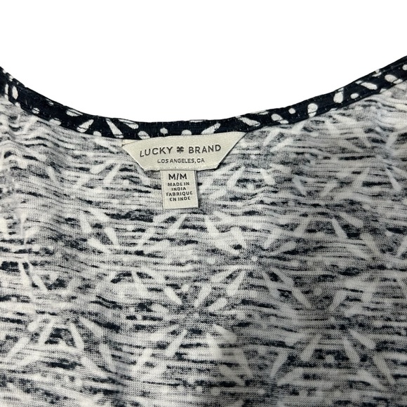 Lucky Brand - Womens Navy Blue Sheer Ruffle Sleeve Top Sz. MD - Picture 8 of 11